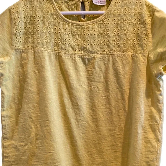 ZARA GIRLS YELLOW COTTON TOP SHIRT TSHIRT TEE SUMMER FALL CASUAL TOPS SIZE 13 14 - Picture 3 of 6